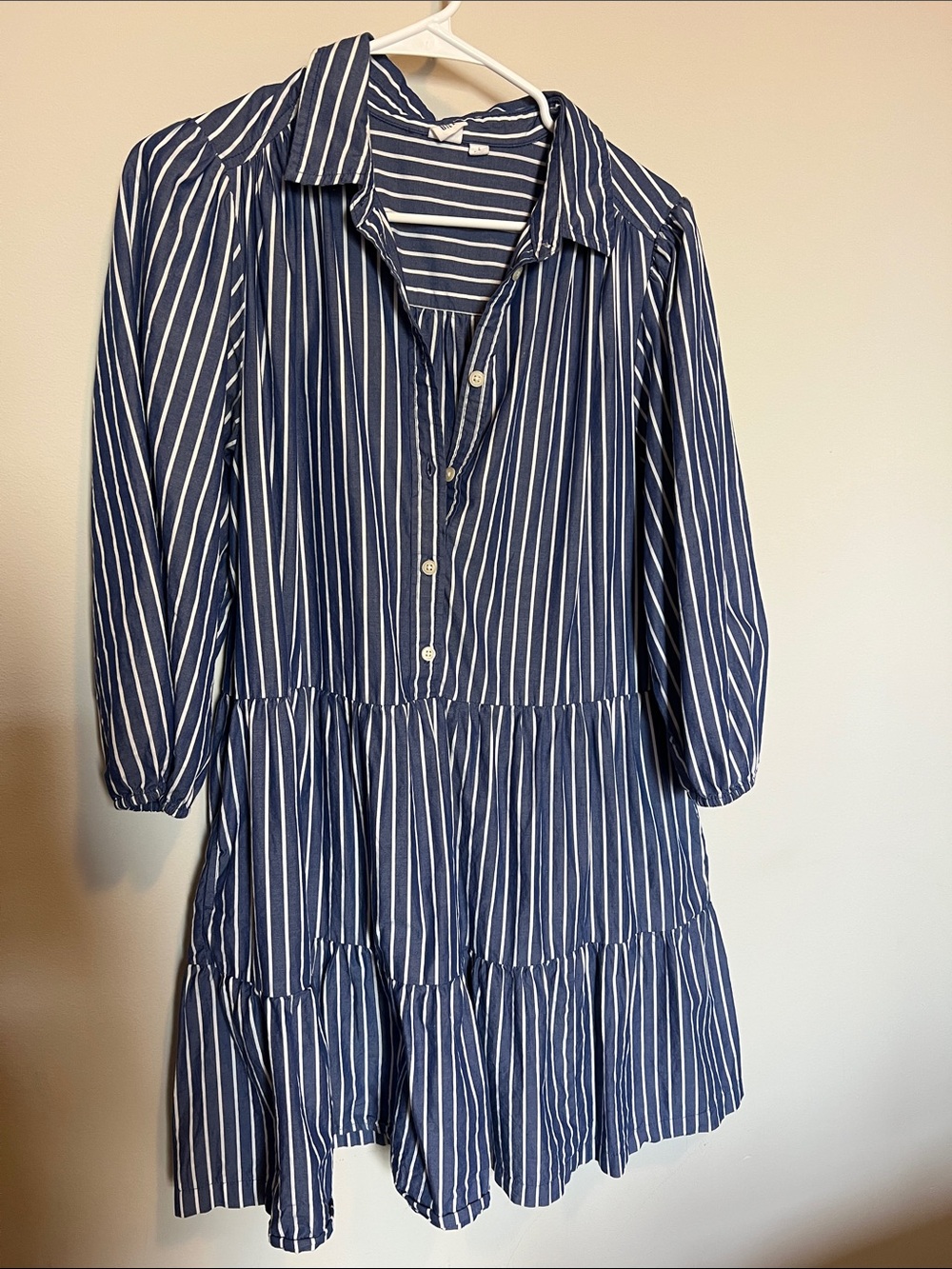 GAP Striped Navy and White Tiered Dress